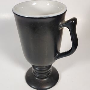 Black Ceramic Footed Coffee Mug – Classic Matte Finish